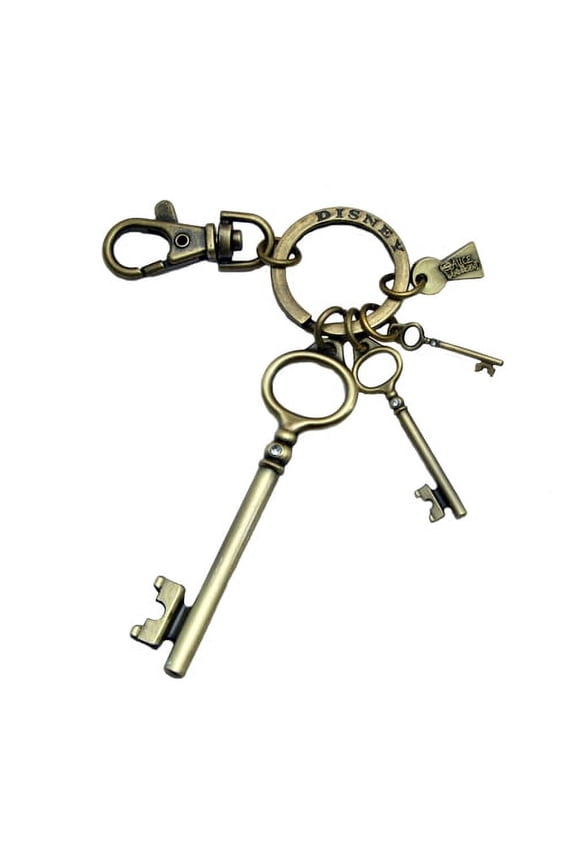 Alice in Wonderland Movie Brass Key with 3 Key Dangles Keychain