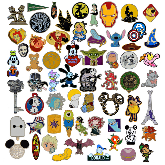 Disney Rubber & Metal Disney Character Button Pins, 20 Piece