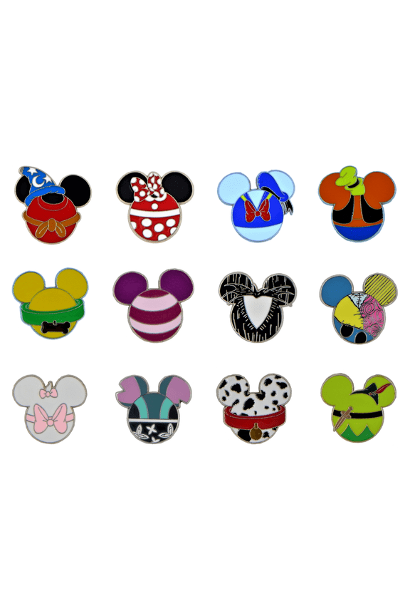 Rubber Mickey Back Mickey Head Shape Character Button Pin, 5 Count