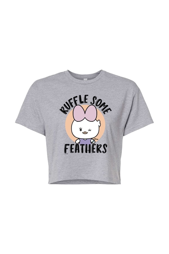 - Ruffle Some Feathers - Juniors Cropped Cotton Blend T-Shirt