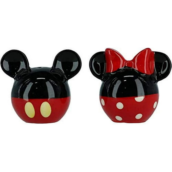 Disney 1 oz Ceramic Mickey and Minnie Round Salt & Pepper Shakers (2 Pack)