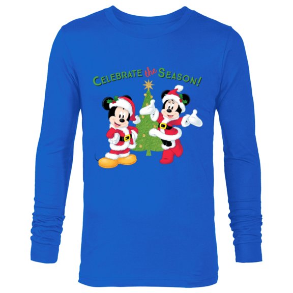 Disney Santa Mickey Minnie Celebrate Season Holiday - Long Sleeve T-Shirt for Men - Customized-Navy
