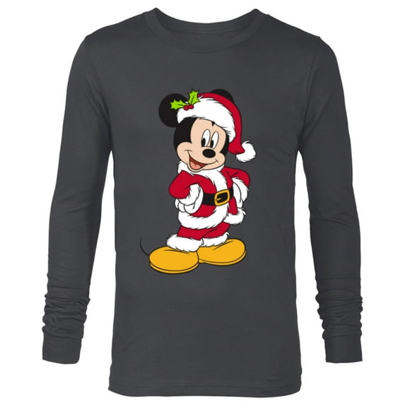 Disney Santa Mickey Mouse Holiday - Long Sleeve T-Shirt for Men -Customized-Charcoal Heather