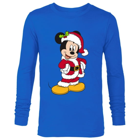 Disney Santa Mickey Mouse Holiday - Long Sleeve T-Shirt for Men -Customized-Royal