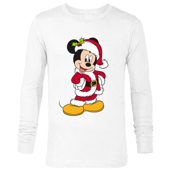 Disney Santa Mickey Mouse Holiday - Long Sleeve T-Shirt for Men -Customized-White