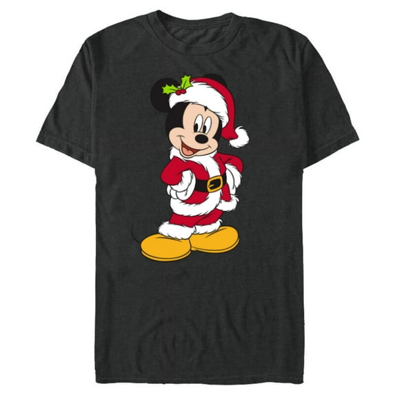 Disney Santa Mickey Mouse Holiday - Short Sleeve Blended T-Shirt for Adults -Customized-Dark Heather