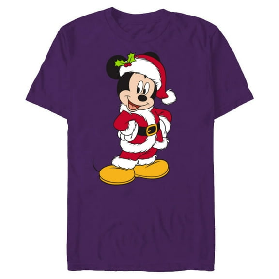 Disney Santa Mickey Mouse Holiday - Short Sleeve Blended T-Shirt for Adults -Customized-Purple