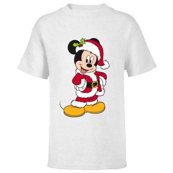 Disney Santa Mickey Mouse Holiday - Short Sleeve T-Shirt for Kids -Customized-White