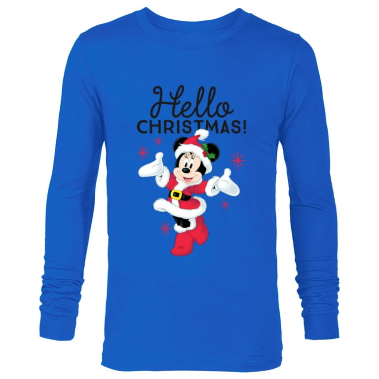 Disney Santa Minnie Mouse Hello Christmas Holiday Long Sleeve T