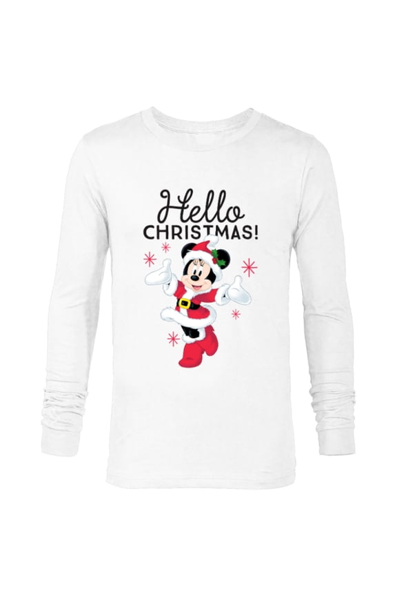 Santa Minnie Mouse Hello Christmas Holiday - Long Sleeve T-Shirt for Men -Customized-White