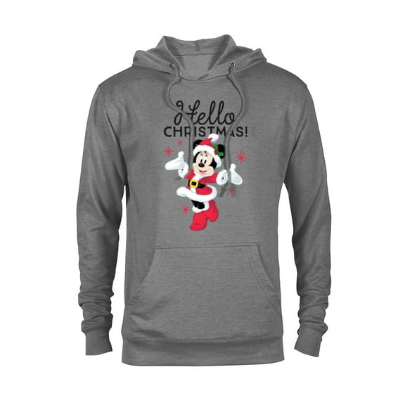 Disney Santa Minnie Mouse Hello Christmas Holiday - Pullover Hoodie for Adults -Customized-Graphite Heather