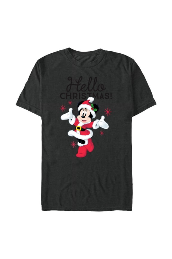 Santa Minnie Mouse Hello Christmas Holiday - Short Sleeve Blended T-Shirt for Adults -Customized-Dark Heather