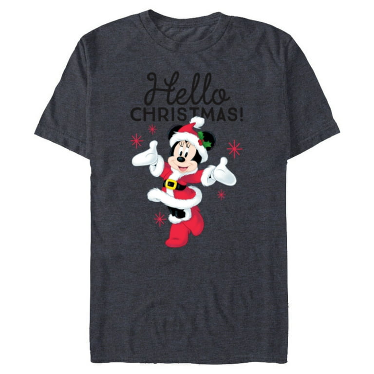 Disney Santa Minnie Mouse Hello Christmas Holiday Short Sleeve