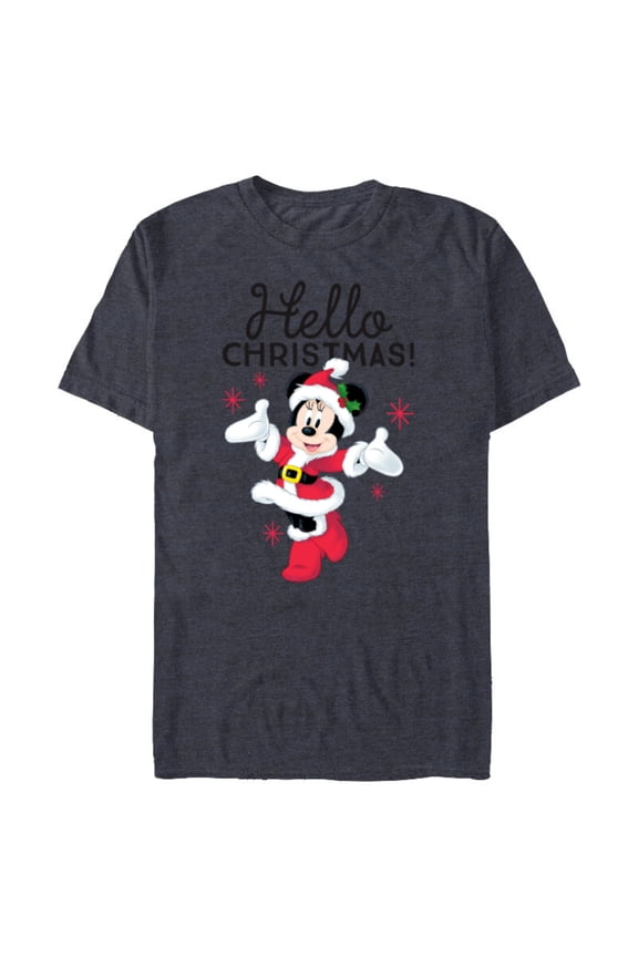 Santa Minnie Mouse Hello Christmas Holiday - Short Sleeve Blended T-Shirt for Adults -Customized-Navy Heather