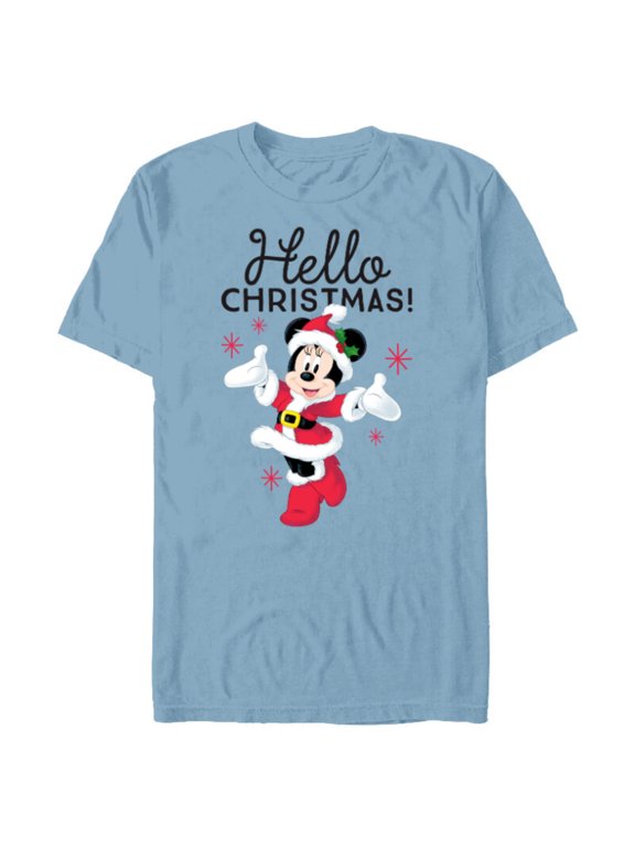 Santa Minnie Mouse Hello Christmas Holiday - Short Sleeve Blended T-Shirt for Adults -Customized-Ocean Blue