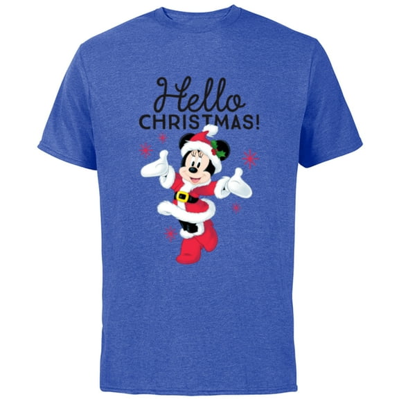Disney Santa Minnie Mouse Hello Christmas Holiday - Short Sleeve Cotton T-Shirt for Adults -Customized-Royal Heather