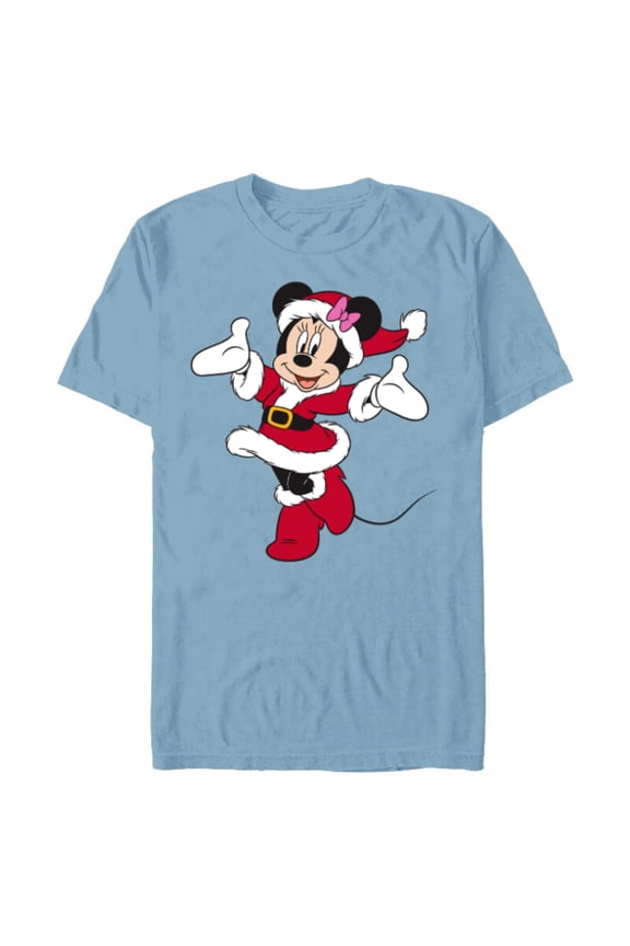 Santa Minnie Mouse Holiday - Short Sleeve Blended T-Shirt for Adults -Customized-Ocean Blue