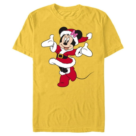 Disney Santa Minnie Mouse Holiday - Short Sleeve Blended T-Shirt for Adults -Customized-Yellow