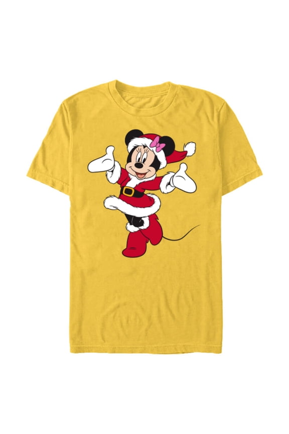 Santa Minnie Mouse Holiday - Short Sleeve Blended T-Shirt for Adults -Customized-Yellow