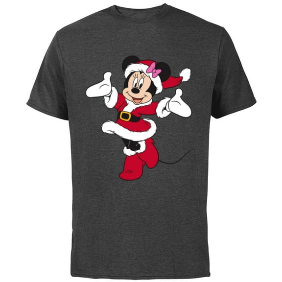 Disney Santa Minnie Mouse Holiday - Short Sleeve Cotton T-Shirt for Adults- Customized-Charcoal