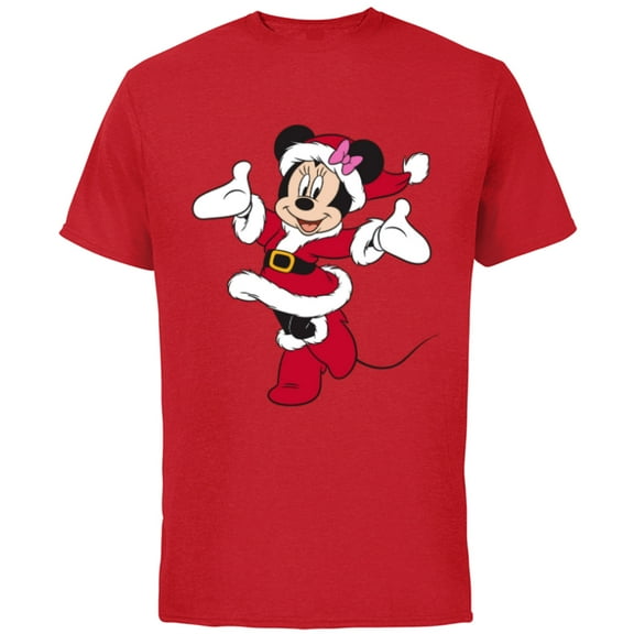 Disney Santa Minnie Mouse Holiday - Short Sleeve Cotton T-Shirt for Adults- Customized-Red