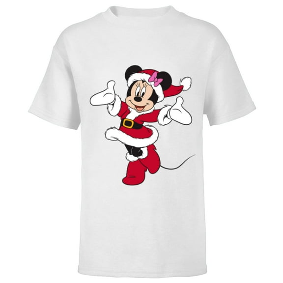 Disney Santa Minnie Mouse Holiday - Short Sleeve T-Shirt for Kids -Customized-White