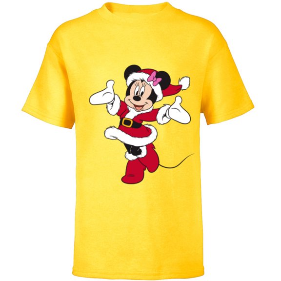 Disney Santa Minnie Mouse Holiday - Short Sleeve T-Shirt for Kids -Customized-Yellow