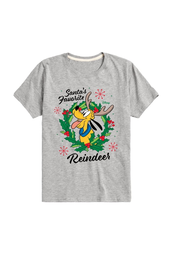 - Santas Favorite Reindeer Pluto Christmas - Toddler & Youth Short Sleeve Graphic T-Shirt