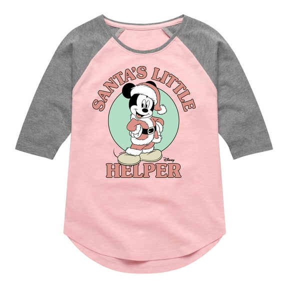Disney - Santas Little Helper - Toddler & Youth Girls Raglan Graphic T-Shirt