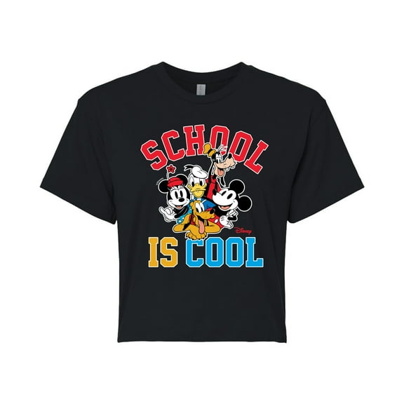 Disney - School Is Cool - Juniors Cropped Cotton Blend T-Shirt