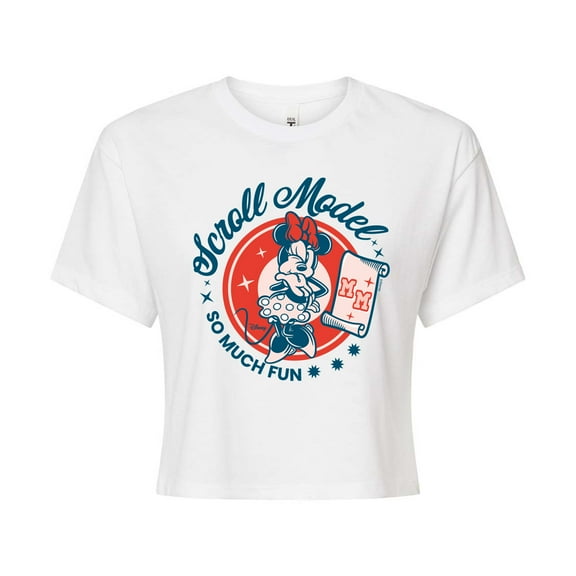 Disney - Scroll Model - Juniors Cropped Cotton Blend T-Shirt