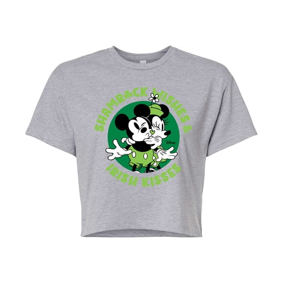 Disney - Shamrock Wishes Irish Kisses - Juniors Cropped Graphic T-Shirt