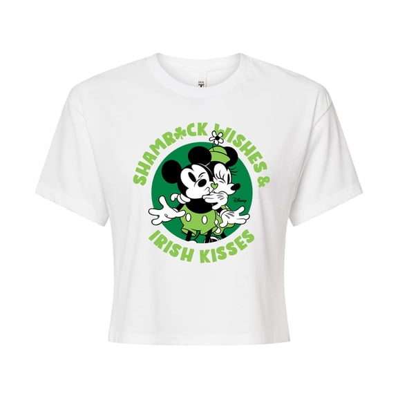 Disney - Shamrock Wishes Irish Kisses - Juniors Cropped Graphic T-Shirt