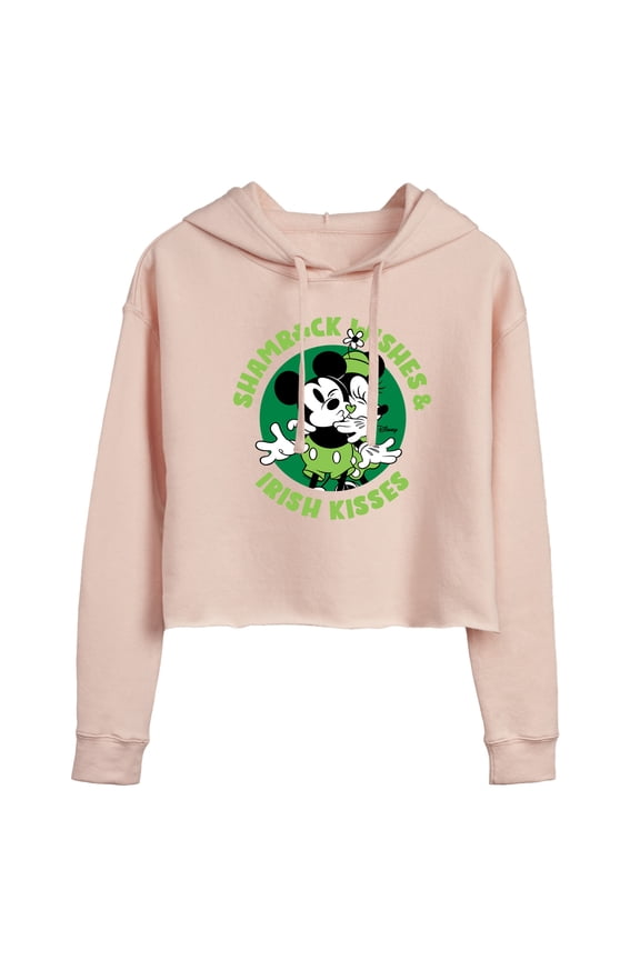 - Shamrock Wishes Irish Kisses - Juniors Cropped Pullover Hoodie