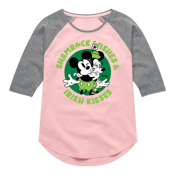 Disney - Shamrock Wishes Irish Kisses - Toddler And Youth Girls Raglan Graphic T-Shirt