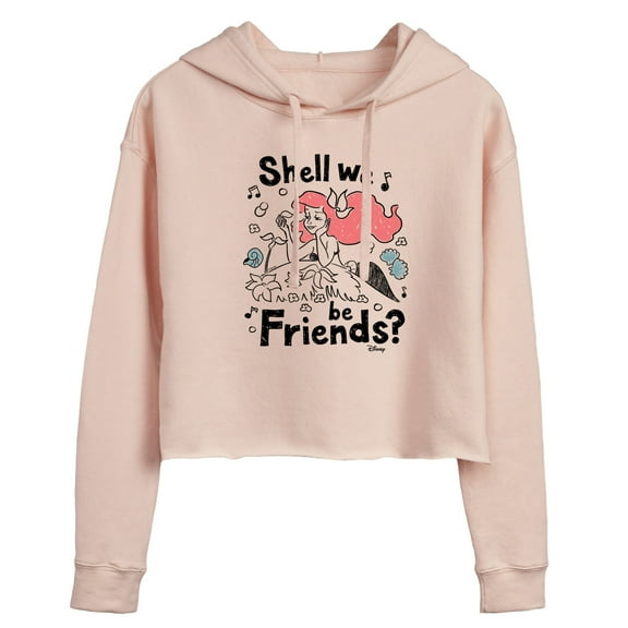 Disney - Shell We Be Friends - Juniors Cropped Pullover Hoodie
