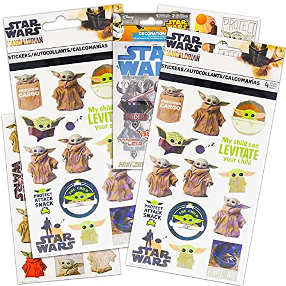 Star Wars Mandalorian Baby Yoda Sticker Set - 8 Sheets With Bonus Decal
