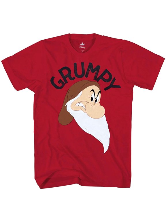 Short Sleeve Crew Neck Snow White Grumpy Face T-Shirt, (Men's)