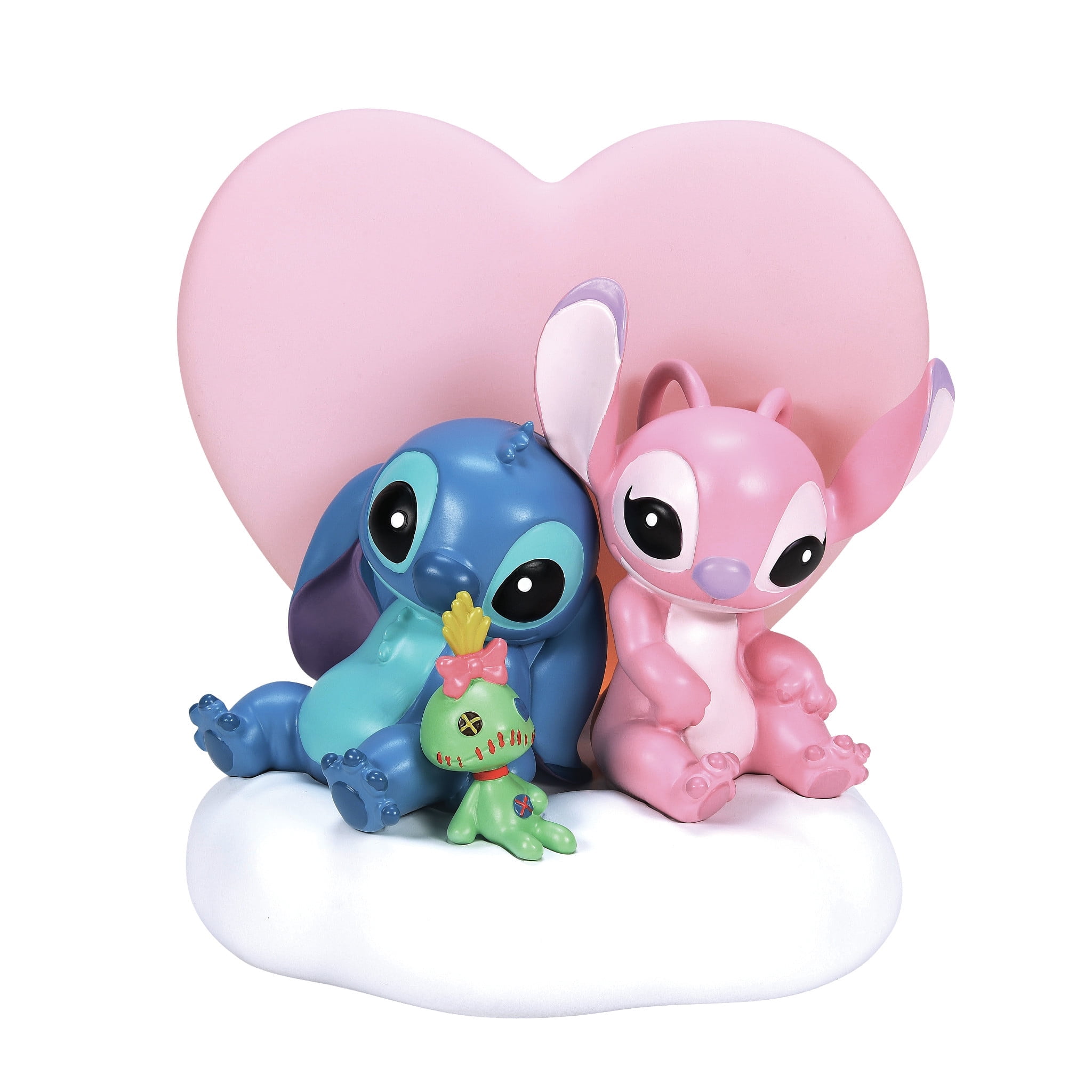 Disney Stitch and Angel Resin Figurine with Light-Up Heart