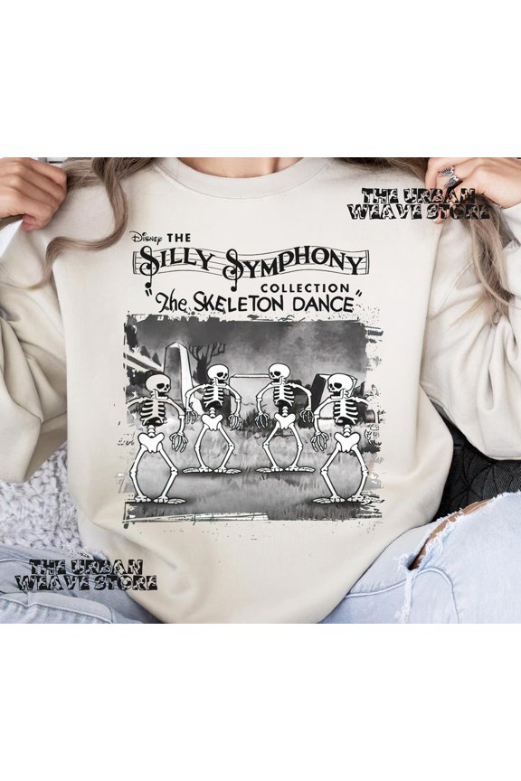 Disney Silly Symphony Collection The Skeleton Dance Shirt Halloween Skeleton T-shirt Tee H