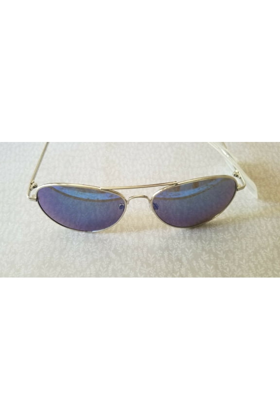 Silver Aviator Sunglasses Blue Lenses