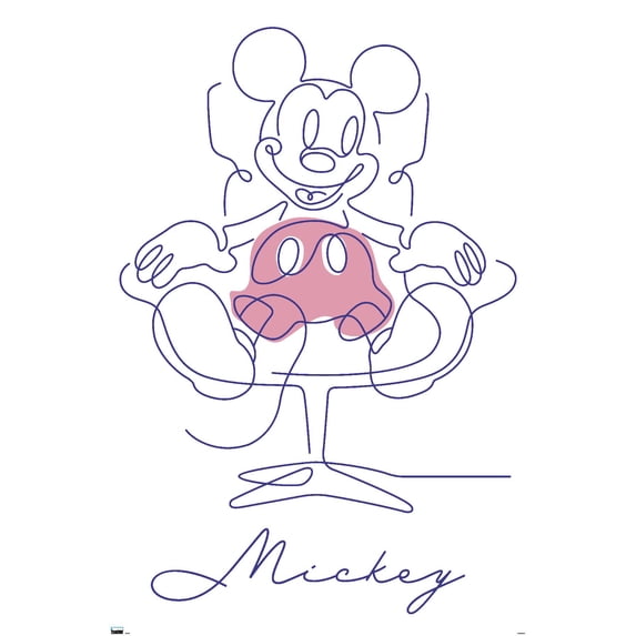 Disney Simple Moments Line Art - Mickey Mouse Wall Poster, 14.725" x 22.375"