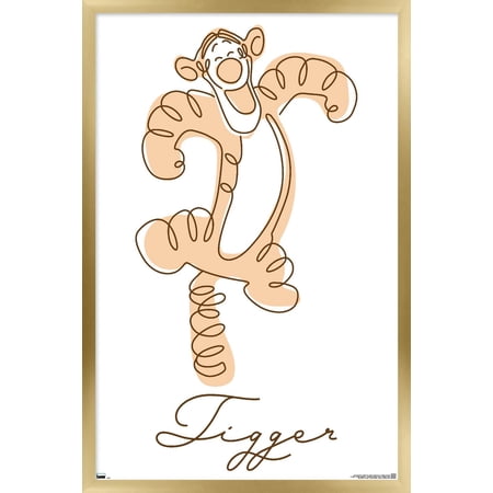 Disney Simple Moments Line Art - Tigger Wall Poster, 14.725" x 22.375" Framed