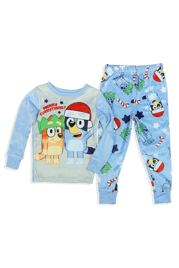 Bluey Pajamas Merry Everything Toddler Kids 2-Piece Tight Fit Christmas Sleep Set
