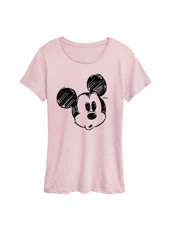 - Sketch Head Mickey Women's Short Sleeve Graphic T-Shirt