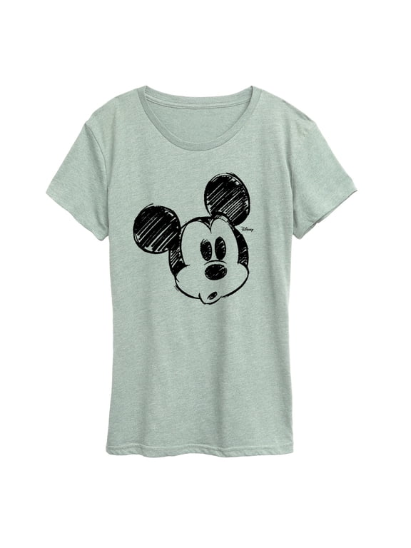 - Sketch Head Mickey Women's Short Sleeve Graphic T-Shirt