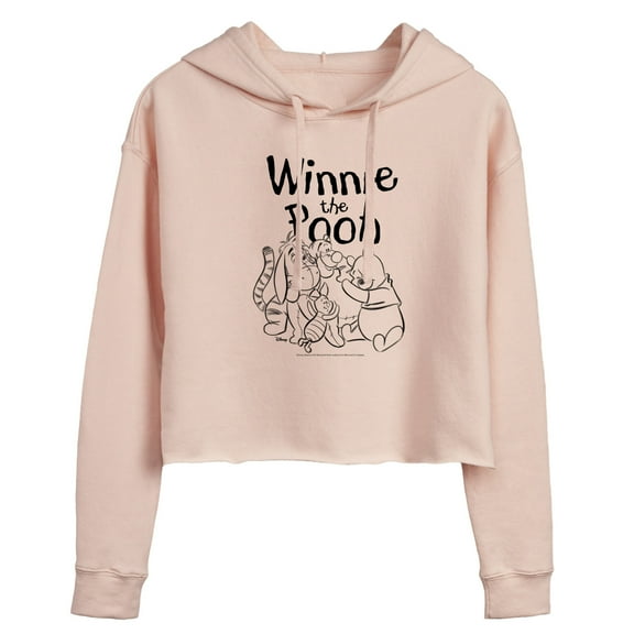Disney - Sketched Character Group - Juniors Cropped Pullover Hoodie