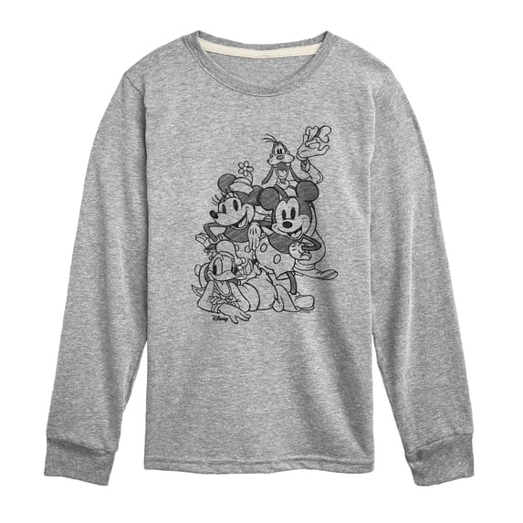 Disney - Sketchy Mickey Bffs - Youth Boys Long Sleeve Graphic T-Shirt