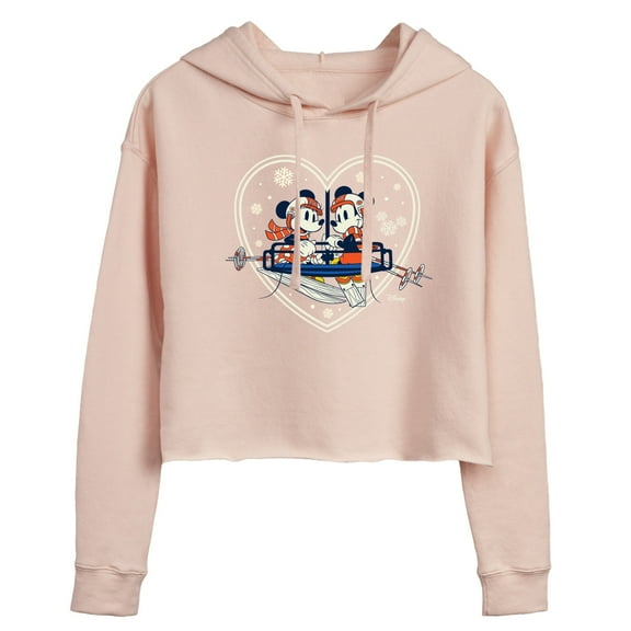 Disney - Ski Lift Heart - Juniors Cropped Pullover Hoodie