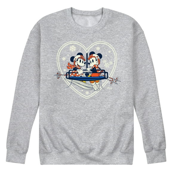 Disney - Ski Lift Heart Mickey And Minnie - Men's Crew Fleece Sweatshirt Sweatshirt